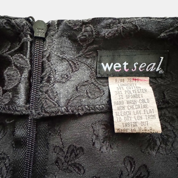 VTG Wet Seal Black Floral Flared Pants Womens Sz 12 Vintage Y2K 90s Whimsigoth - Picture 7 of 11